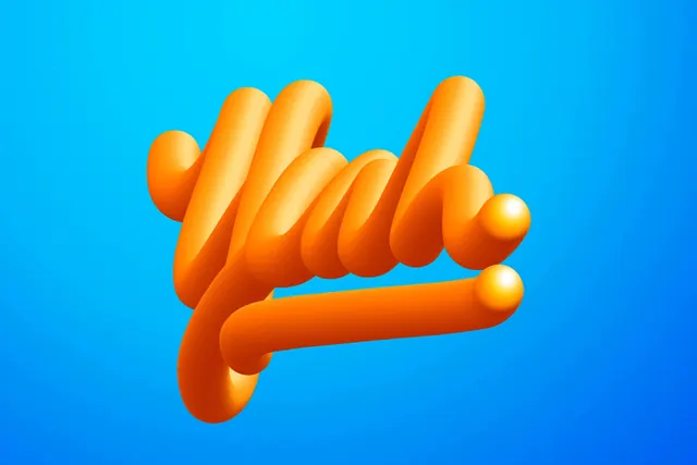 3D Tubular Wordmark, 3d-render, playful, vibrant