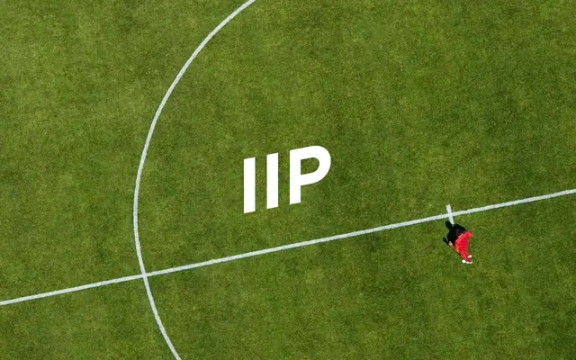 IIP Wordmark on Grass Field, minimal, flat, vibrant