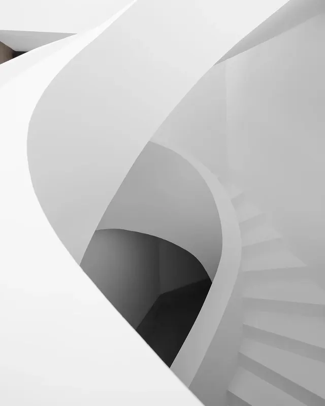 Abstract Architectural Spiral, minimal, geometric, monochrome
