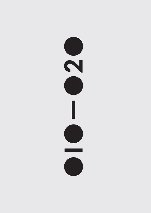 Vertical Numeric Wordmark, minimal, swiss, monochrome