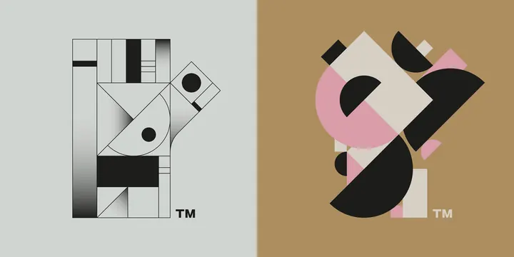 Geometric Abstract Logo Variations, minimal, geometric, monochrome