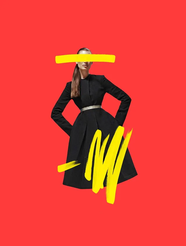 Collage Fashion Illustration, brutalist, neo-brutalist, vibrant