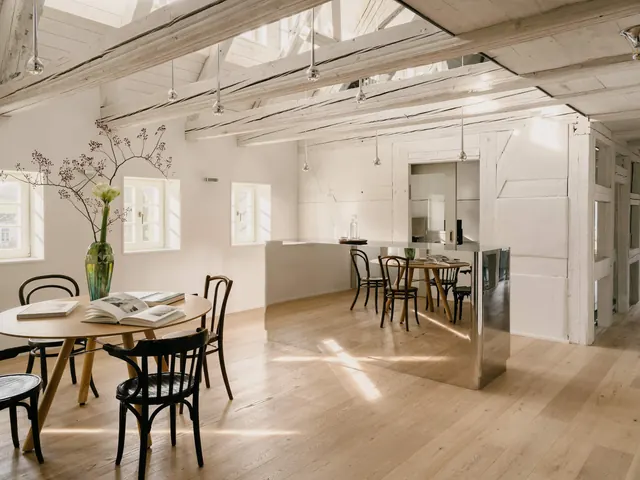 Modern Industrial Loft Office Interior, minimal, corporate-clean, light