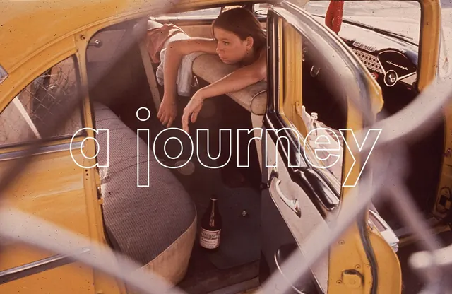 Journey Wordmark Overlay on Interior Scene, retro, photographic, warm