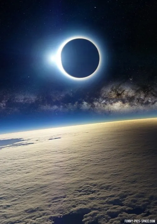 Solar Eclipse over Clouds, photographic, dark-mode, dark