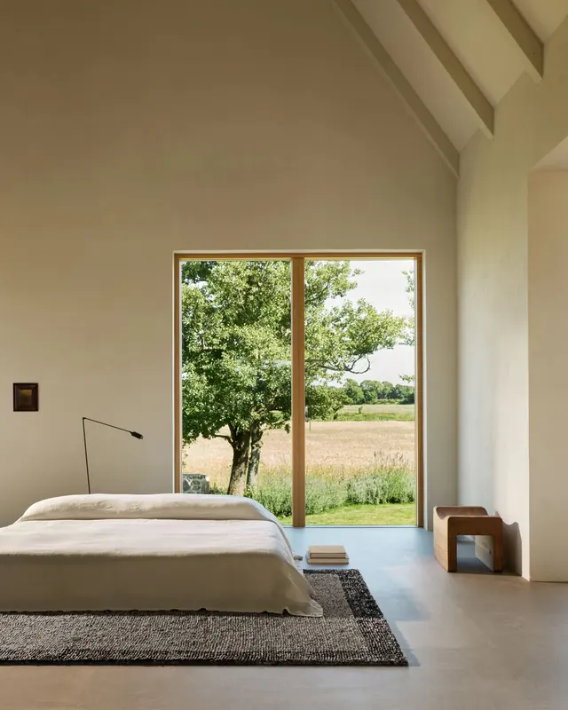 Minimalist Bedroom with Garden View, minimal, luxury, light