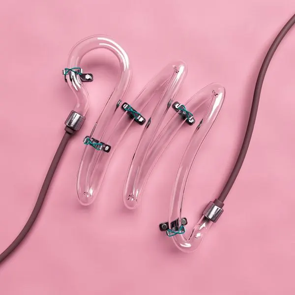Transparent Earbud Mockup, minimal, glassmorphism, pastel
