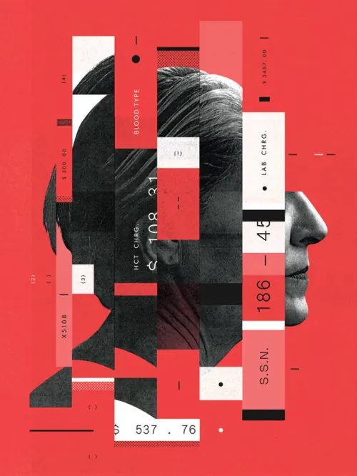 Abstract Portrait Collage, brutalist, neo-brutalist, high-contrast