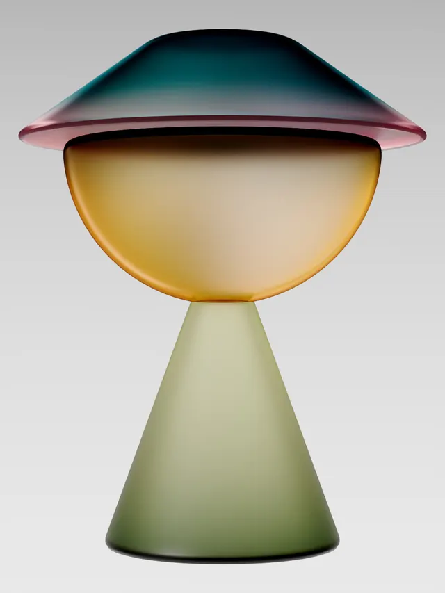 Abstract Gradient Sphere and Cone Composition, minimal, glassmorphism, vibrant