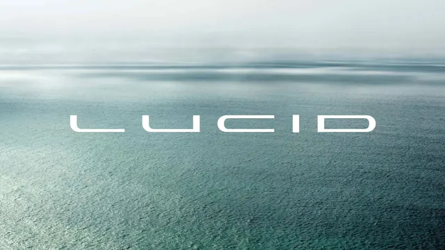 Lucid Wordmark over Water, minimal, corporate-clean, light