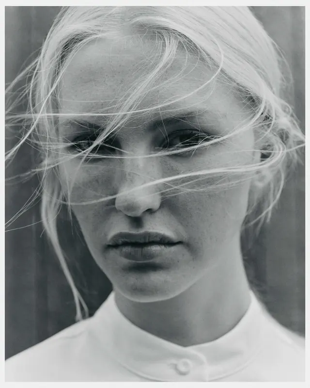 Monochrome Portrait with Linear Overlays, monochrome, editorial, monochrome
