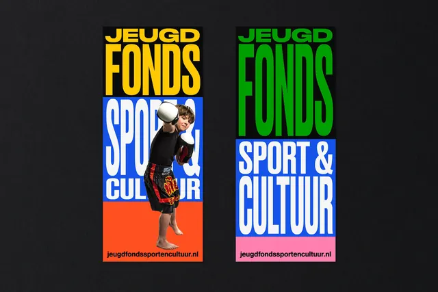 JeugdFonds Sport & Cultuur Branding, boxed, corporate-clean, high-contrast