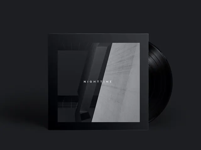Nighttime Album Cover Mockup, minimal, monochrome, monochrome
