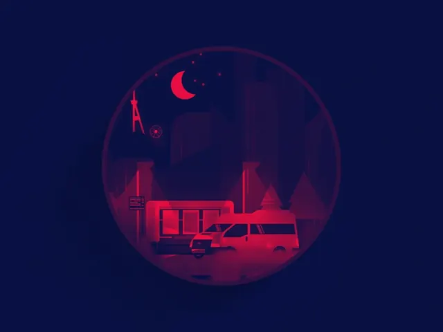 Night Cityscape Illustration, minimal, flat, dark
