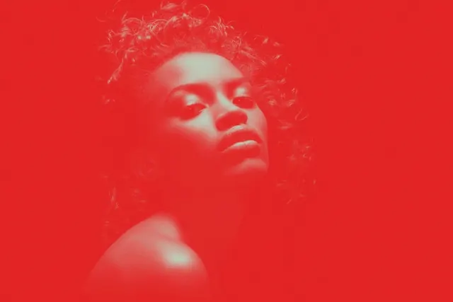 Red Duotone Portrait, photographic, minimal, vibrant
