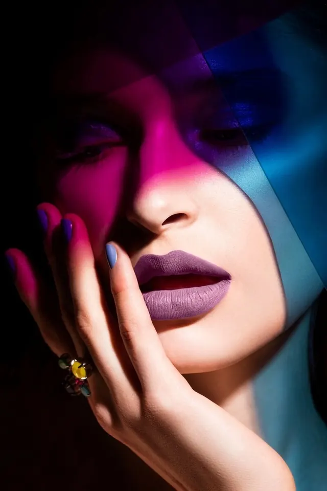 Neon Cyberpunk Portrait, photographic, gradient-heavy, dark