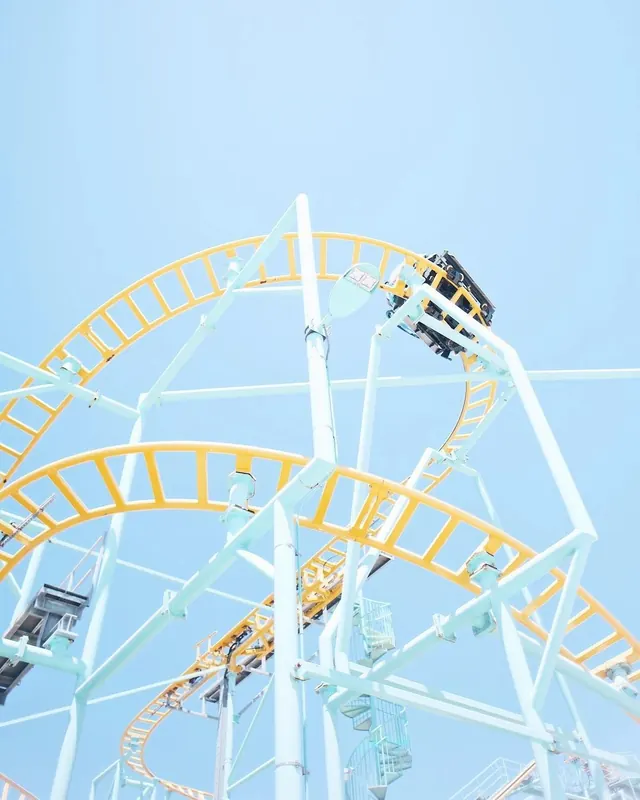 White Roller Coaster Structure, photographic, minimal, light