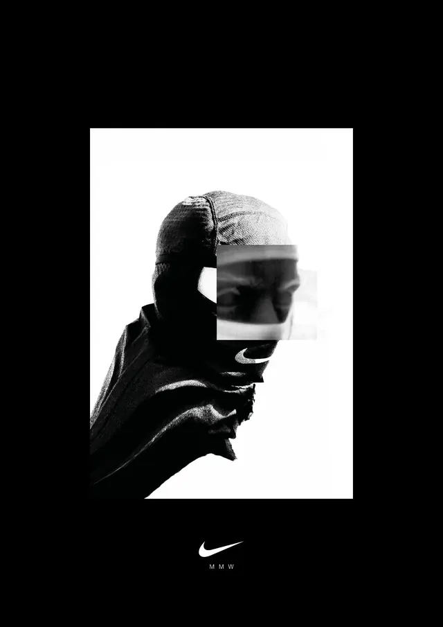 Monochrome Portrait with Nike Logo, minimal, monochrome, monochrome
