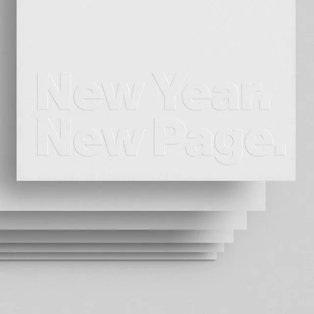 New Year New Page Embossed Stationery, minimal, monochrome, monochrome