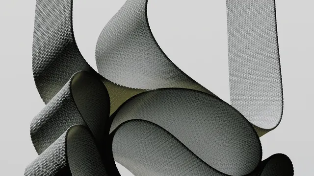 Abstract 3D Ribbon Forms, minimal, 3d-render, monochrome