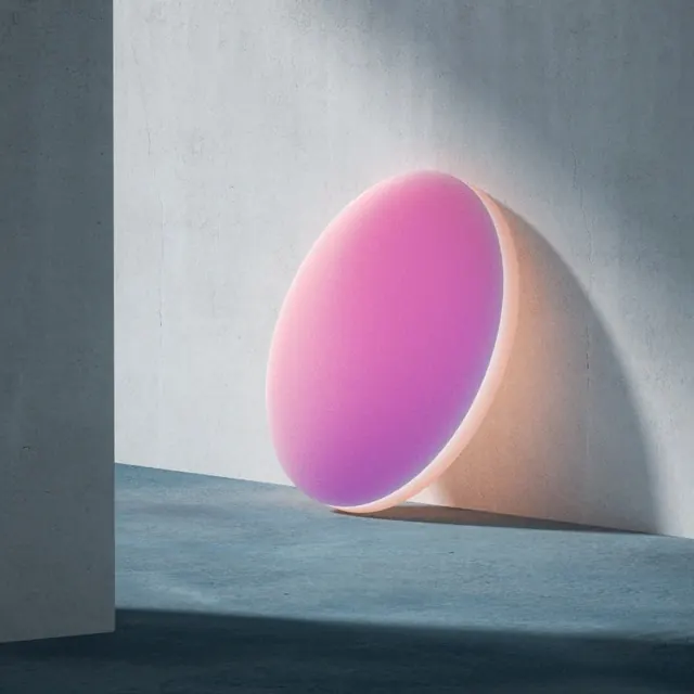 Pink Gradient Sphere in Architectural Space, minimal, abstract, vibrant