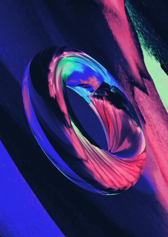Abstract Fluid 3D Render, abstract, gradient-heavy, vibrant