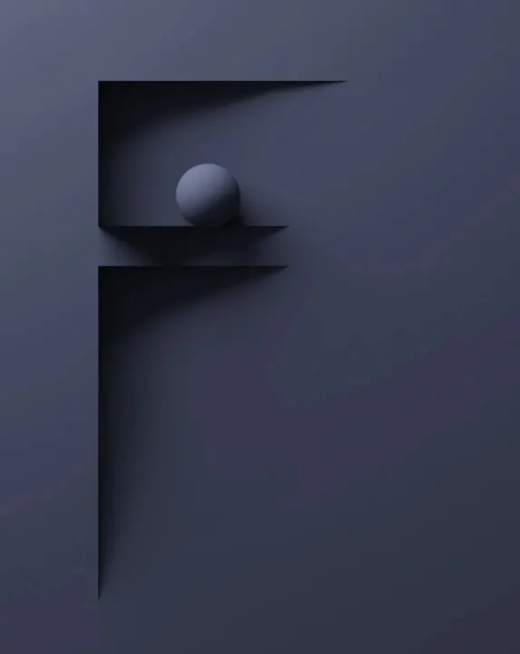 Abstract Geometric 3D Form, minimal, geometric, monochrome