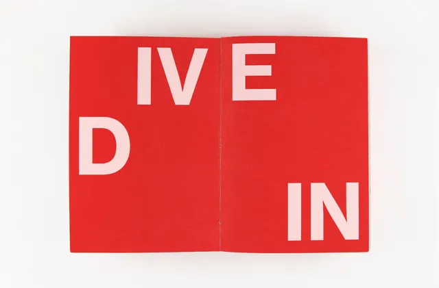 Red Folded Typography Graphic, minimal, brutalist, high-contrast
