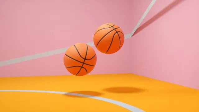 Abstract Basketball Court Scene, minimal, geometric, vibrant