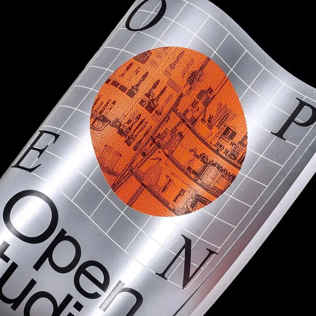 Open Source Circular Graphic, brutalist, technical, high-contrast