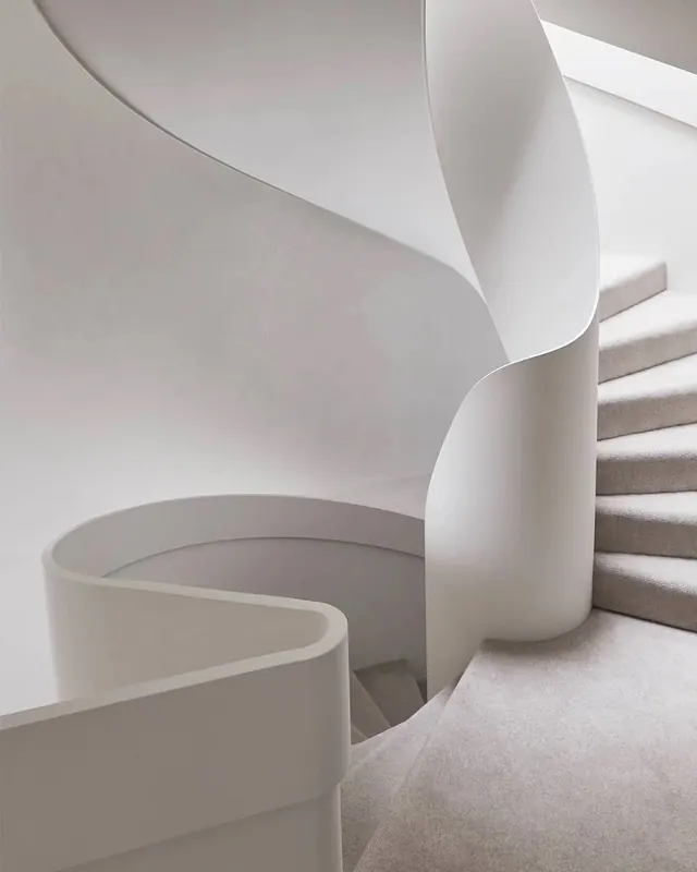 Curved Architectural Interior, minimal, organic, monochrome