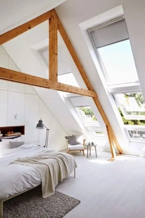Attic Bedroom Interior, minimal, light-mode, light