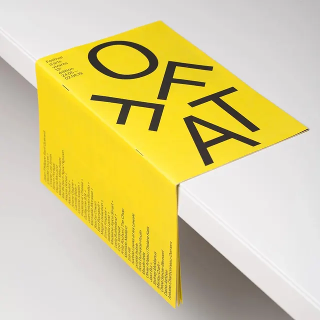OFTA Brand Identity Mockup, minimal, geometric, vibrant
