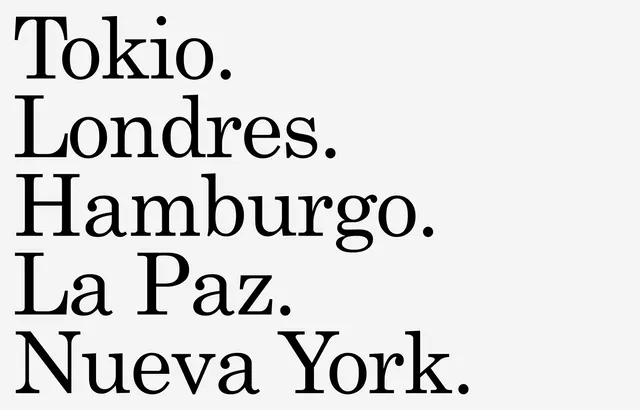City Names Typography Specimen
