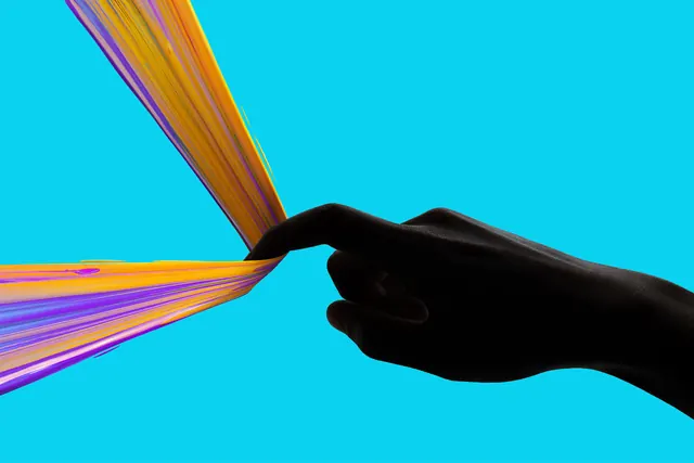Abstract Colorful Ribbon and Silhouette