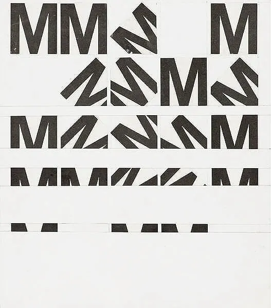 Abstract Letterform Composition, brutalist, monochrome, monochrome