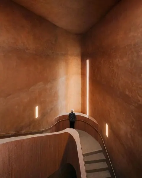 Architectural Interior with Warm Textures, minimal, organic, warm