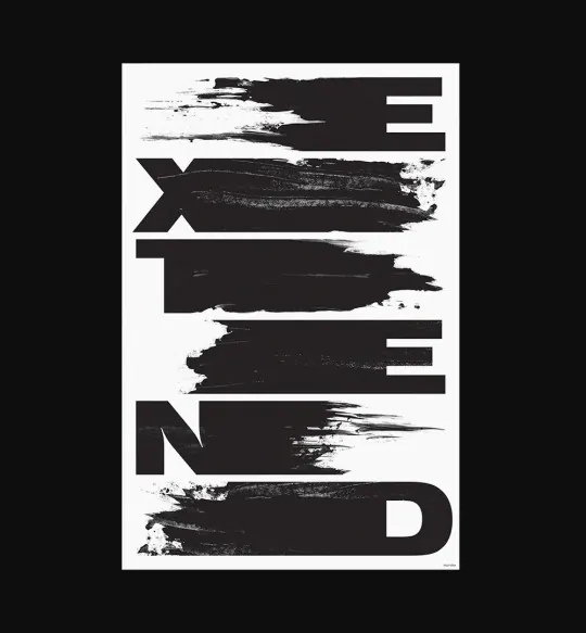 Abstract Text Graphic, brutalist, maximalist, monochrome