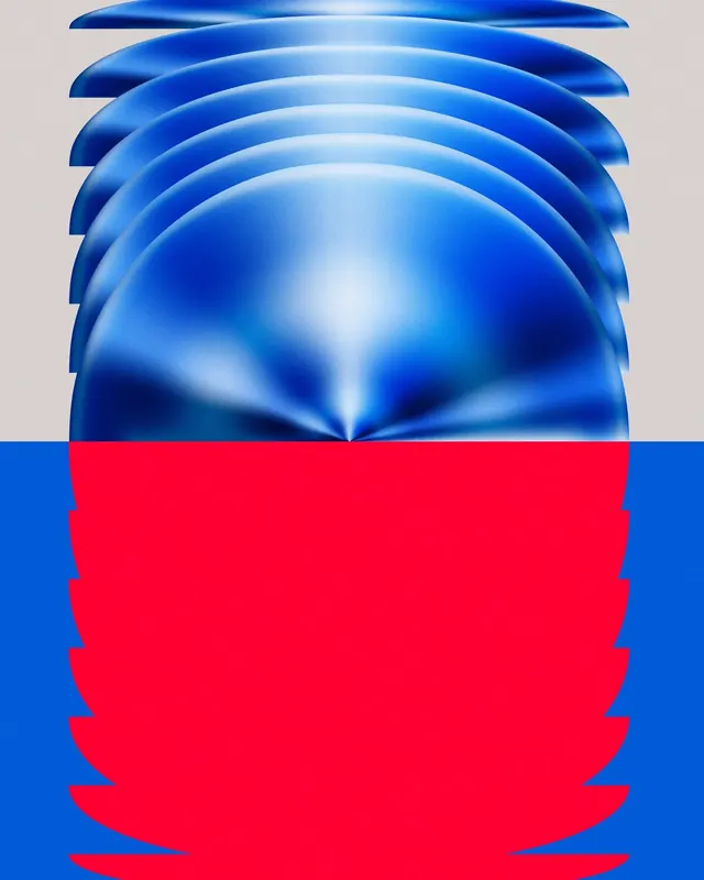Abstract Blue and Red Concentric Graphic, minimal, geometric, vibrant