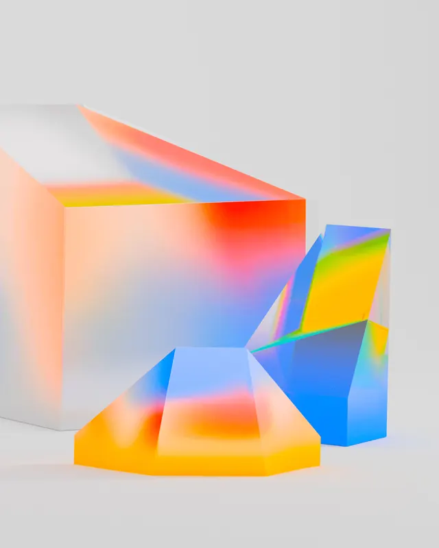 Abstract Geometric 3D Shapes, 3d-render, abstract, vibrant