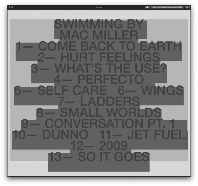 Swimming - Mac Miller Tracklist, minimal, swiss, high-contrast