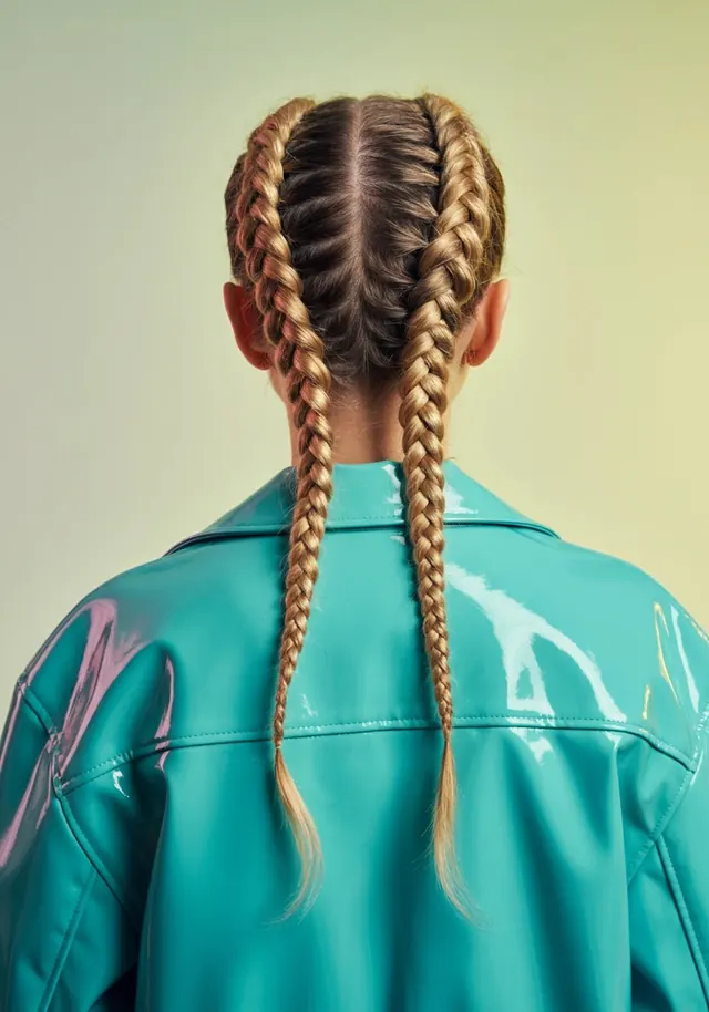 Braided Hair Portrait, photographic, minimal, vibrant