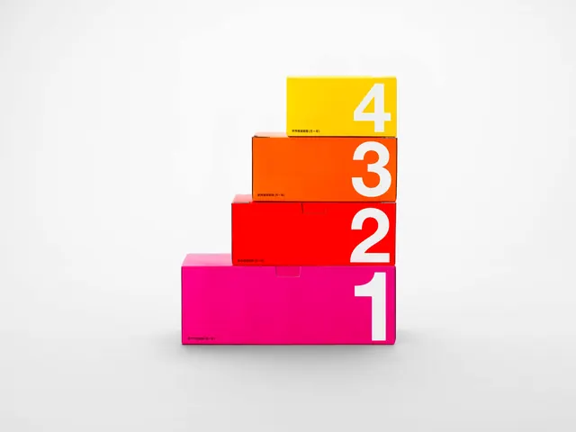 Stacked Number Blocks, 3d-render, geometric, vibrant