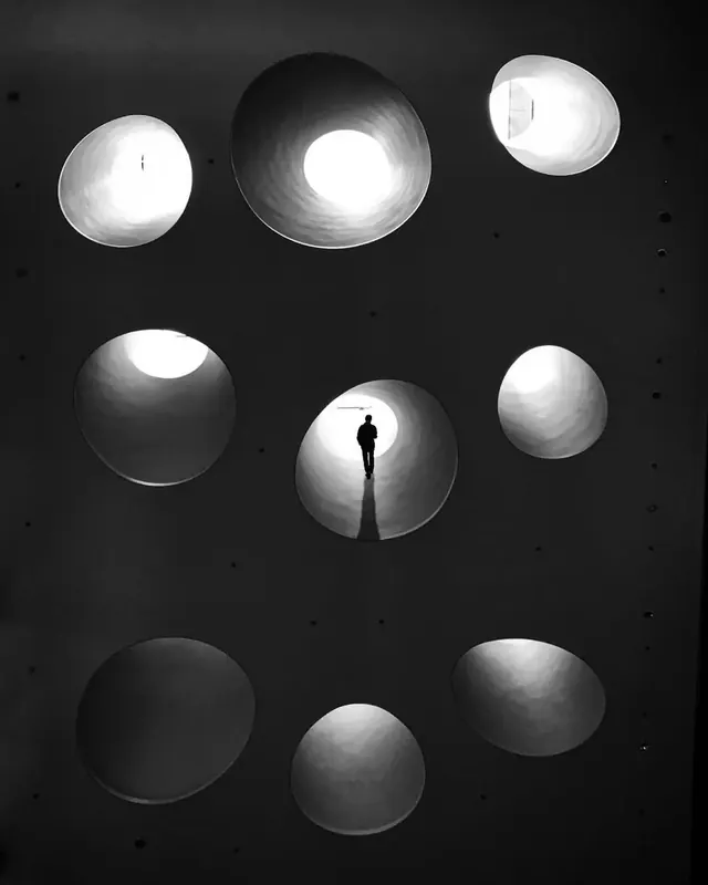 Spherical Light Orbs, minimal, dark-mode, monochrome