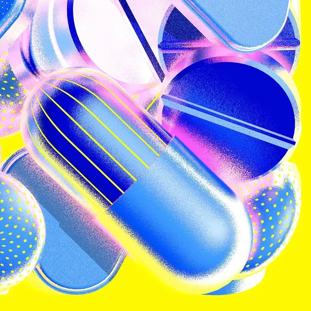 Abstract Capsule Graphic, y2k, gradient-heavy, vibrant