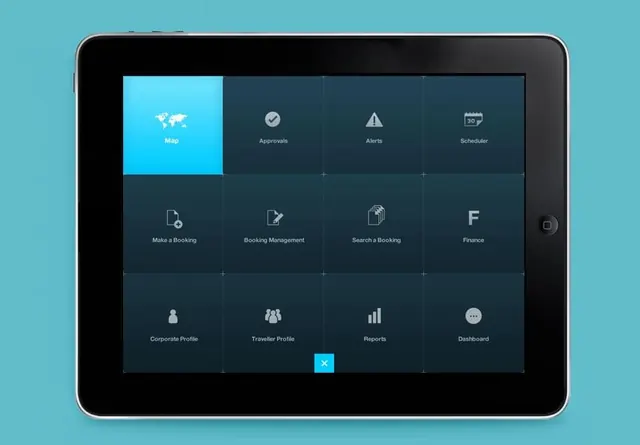 Tablet Dashboard Interface, dark-mode, corporate-clean, dark