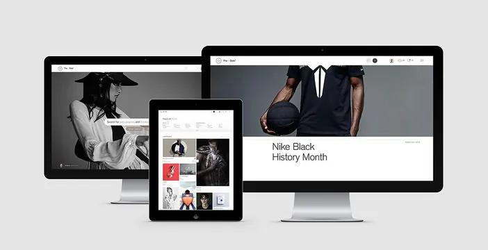 Desktop and Mobile Web Mockup, minimal, corporate-clean, monochrome