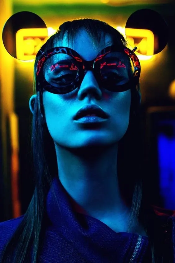 Cyberpunk Portrait, dark-mode, y2k, dark