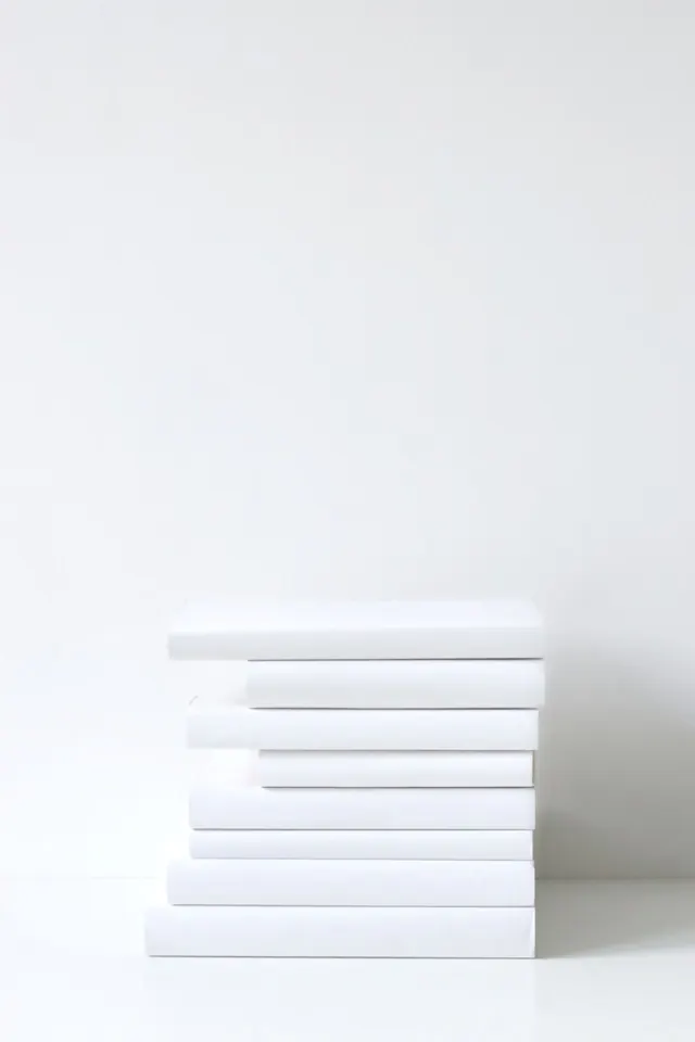 Stacked White Books, minimal, monochrome, monochrome