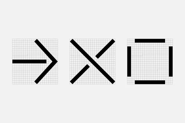 Geometric Line Icons, minimal, swiss, monochrome
